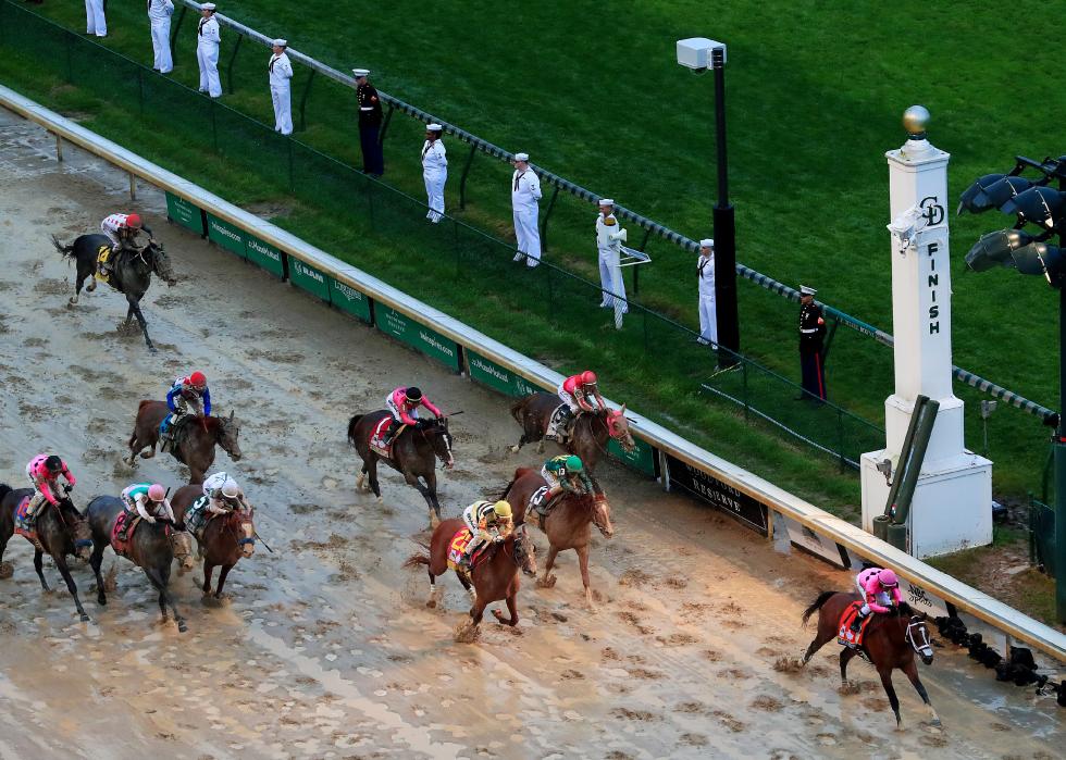 The finish line of the Kentucky Derby