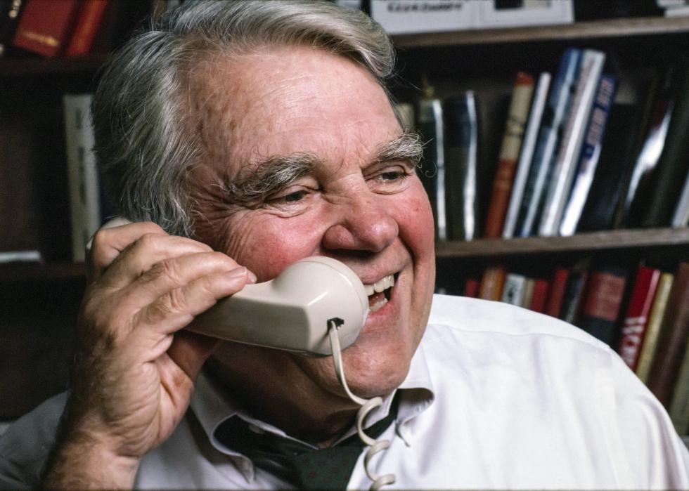 Andy Rooney in his CBS office in New York, New York