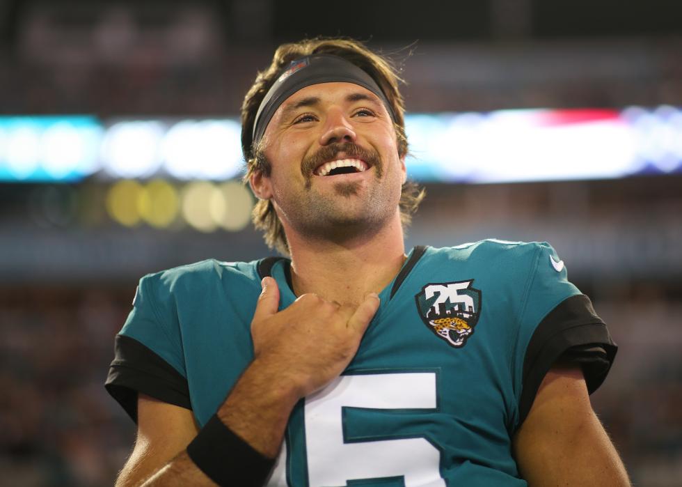 Gardner Minshew of the Jacksonville Jaguars looks on before the start of a game.