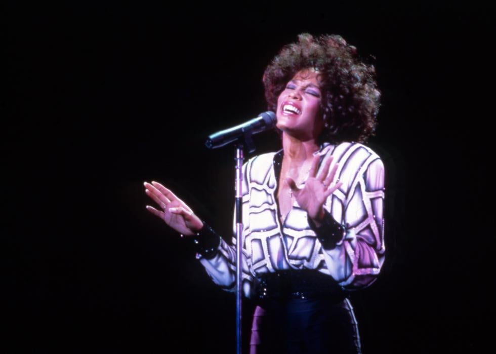 Whitney Houston, performs at the Pine Knob Music Theater.