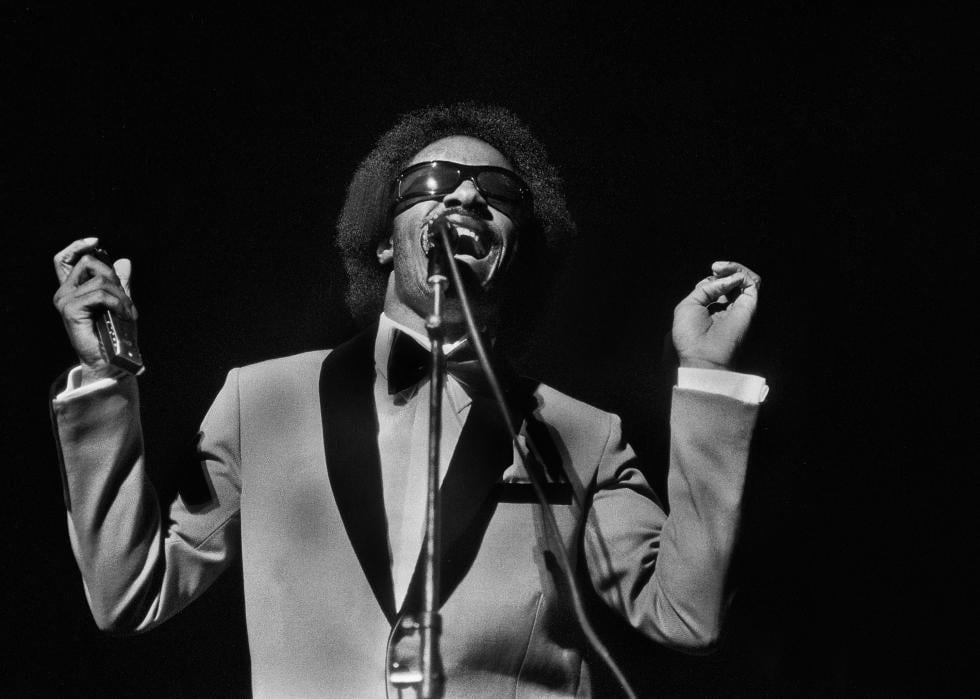 Stevie Wonder performs onstage at the Auditorium Theater.