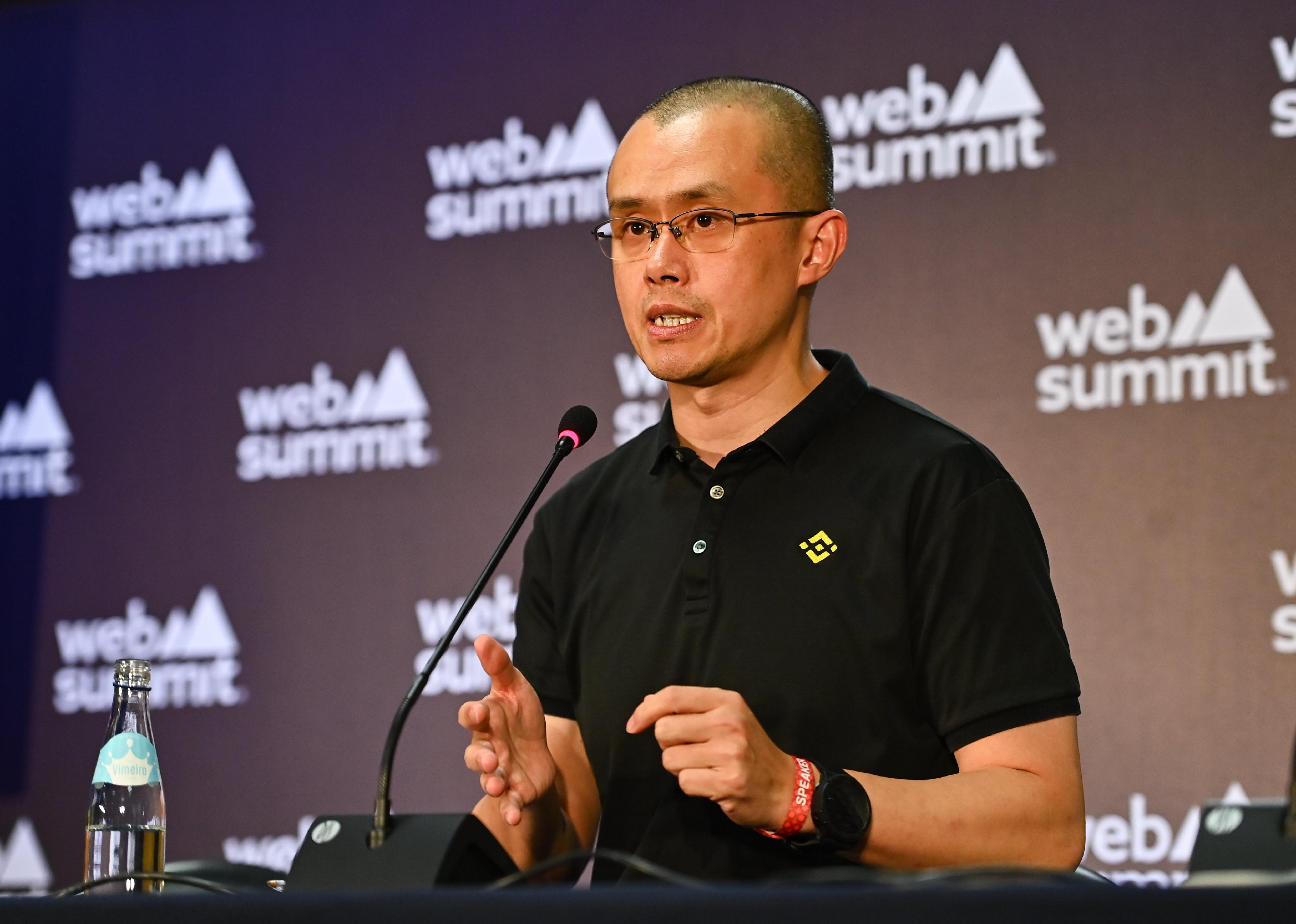 Changpeng Zhao at Media Village during day one of Web Summit 2022.