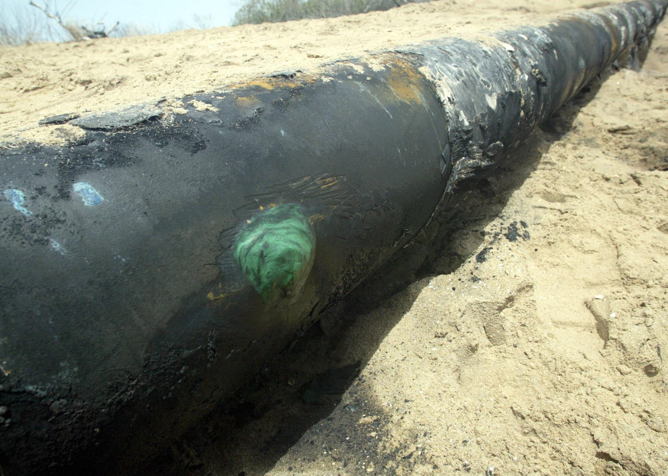A stitched hole at an oil pipeline that exploded.