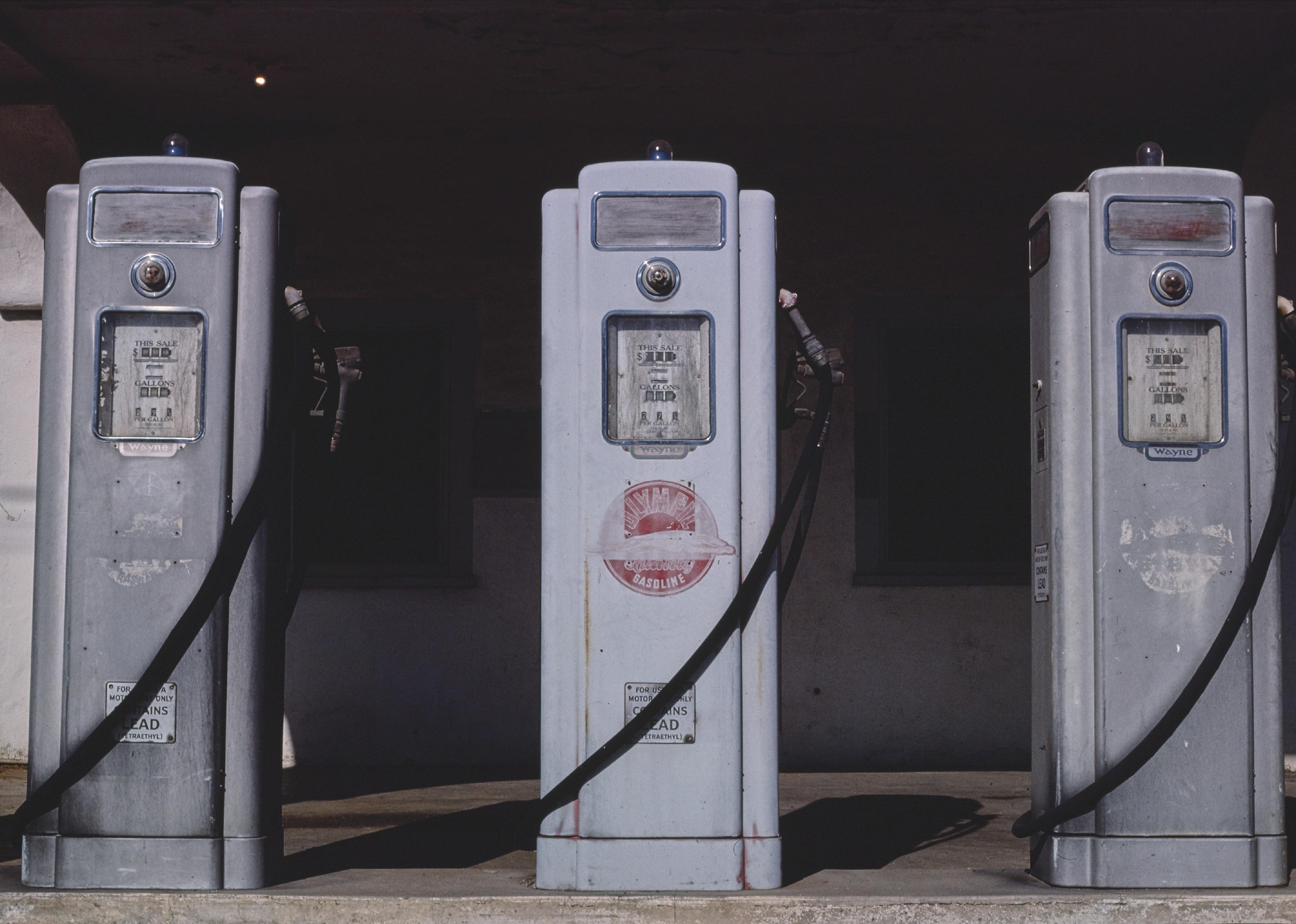 Olympic Gas Pumps in San Diego in 1978.