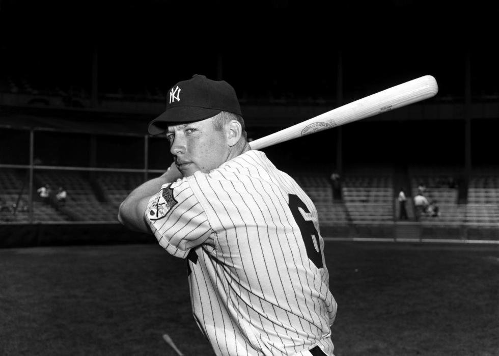 Mickey Mantle of the New York Yankees poses for a portrait 