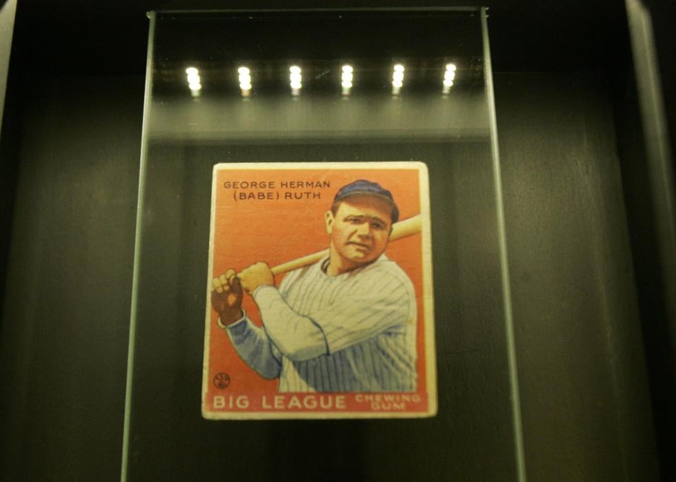Baseball card outside the baseball suite at Hotel Commonwealth