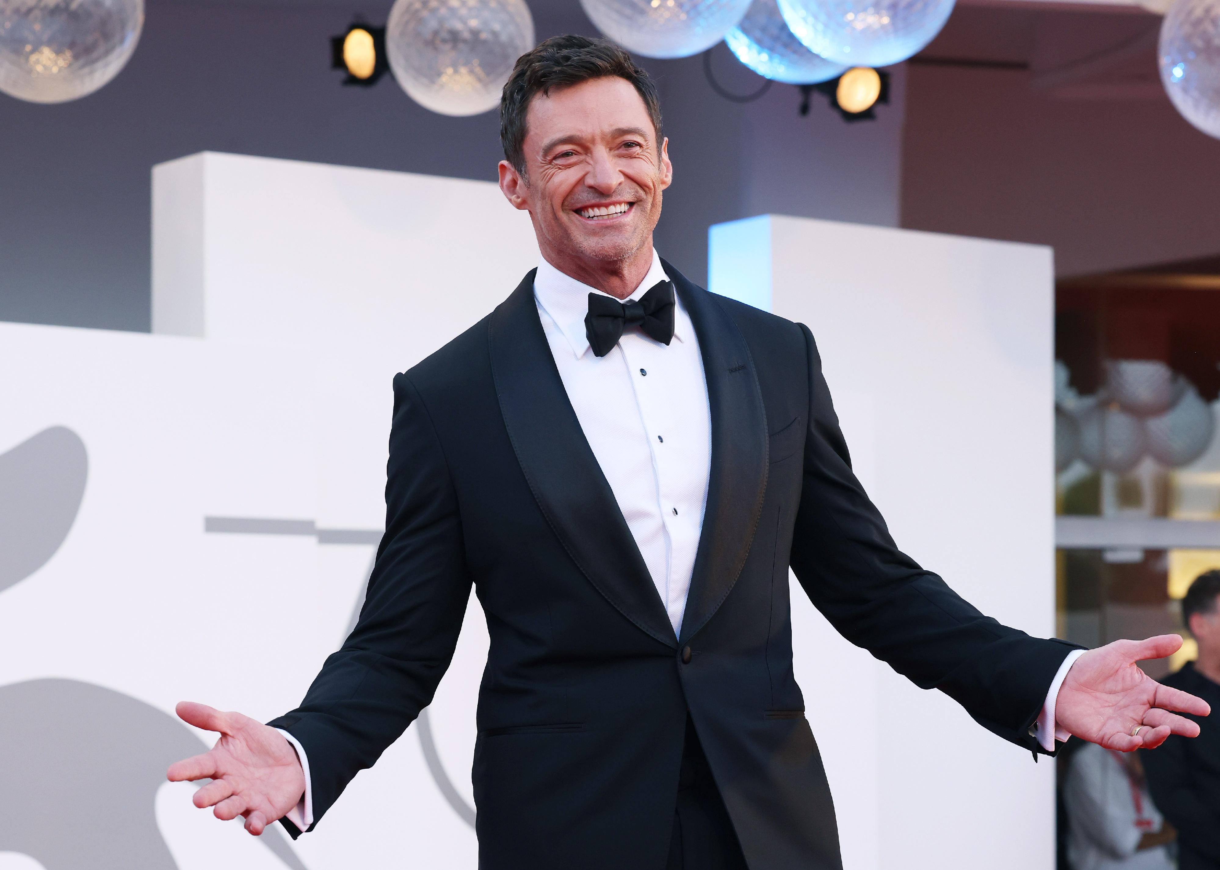Hugh Jackman attends "The Son" red carpet at the 79th Venice International Film Festival.