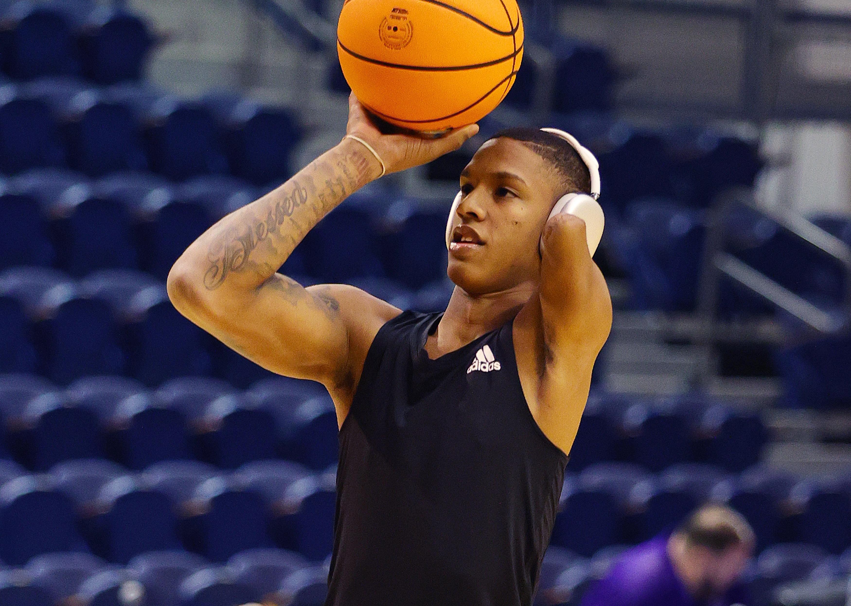 Hansel Enmanuel of the Northwestern State Demons warms up before a game.