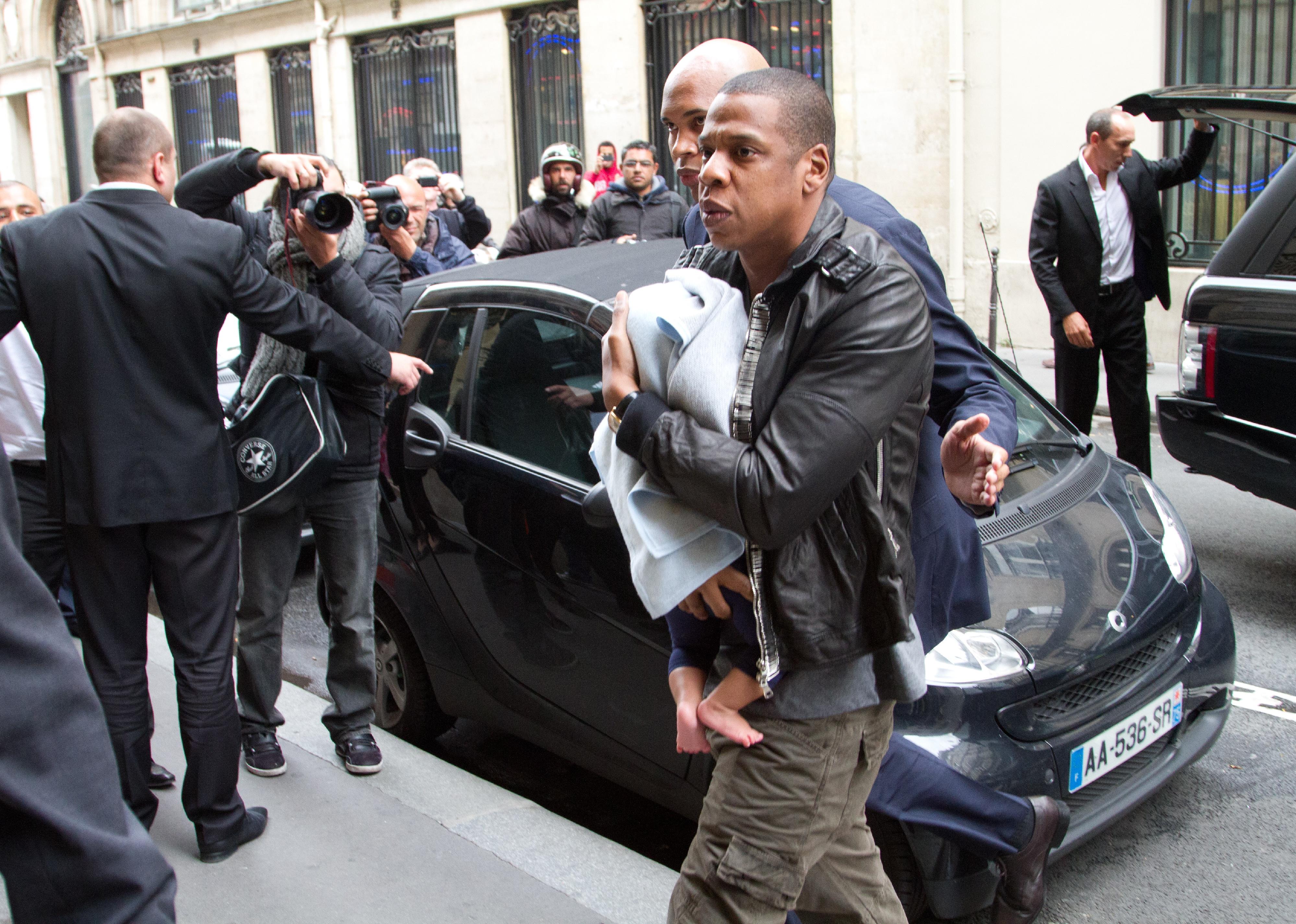 Jay Z and Blue Ivy Carter arrive at the 'MEURICE' hotel 