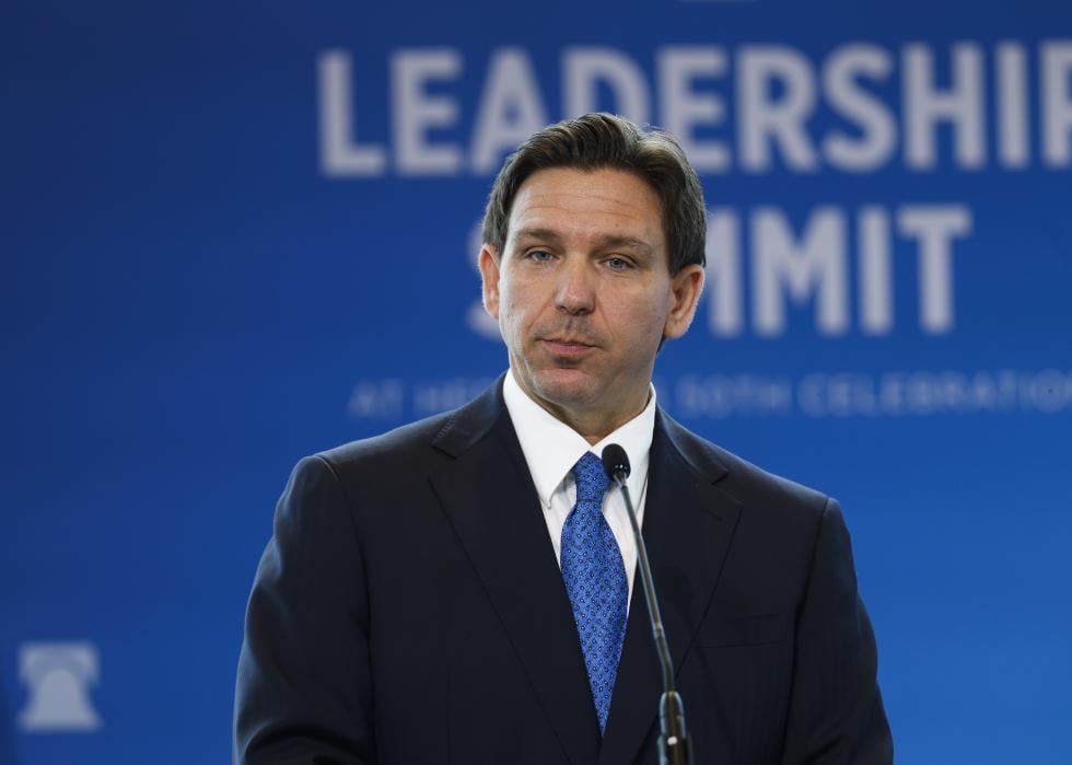 Ron DeSantis gives remarks at the Heritage Foundation's 50th Anniversary Leadership Summit.