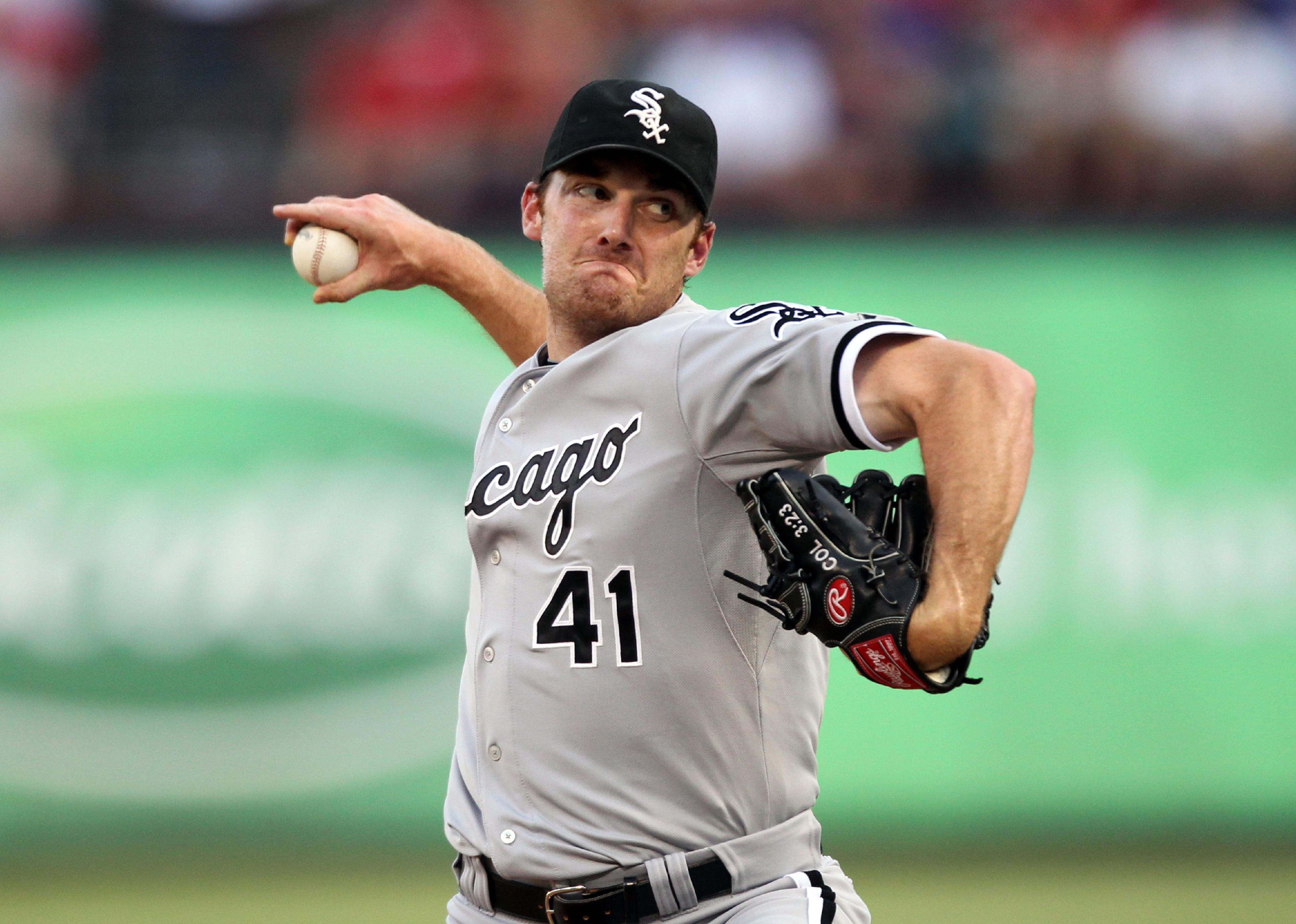 Philip Humber of the Chicago White Sox pitches against the Texas Rangers.