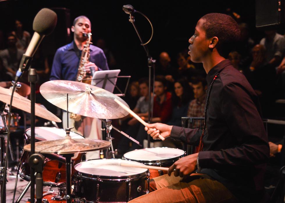 Binker Golding and Moses Boyd perform with Moses Boyd Ensemble for Jazz