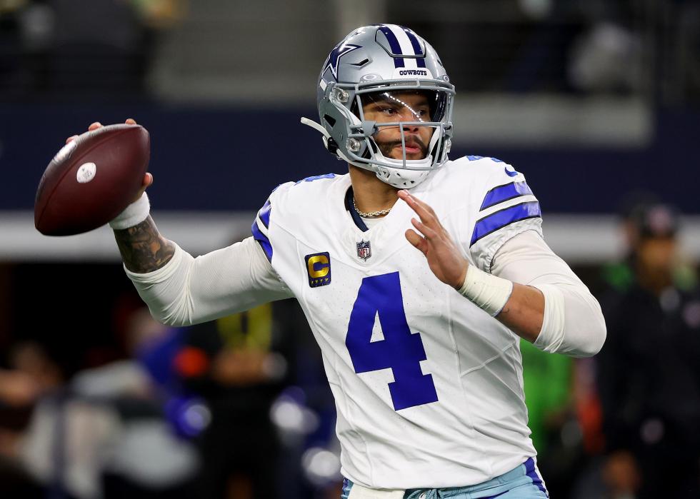 Dak Prescott of the Dallas Cowboys throws a pass.