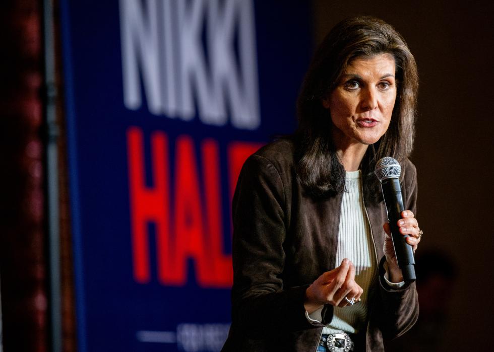 Nikki Haley speaks during a campaign rally.
