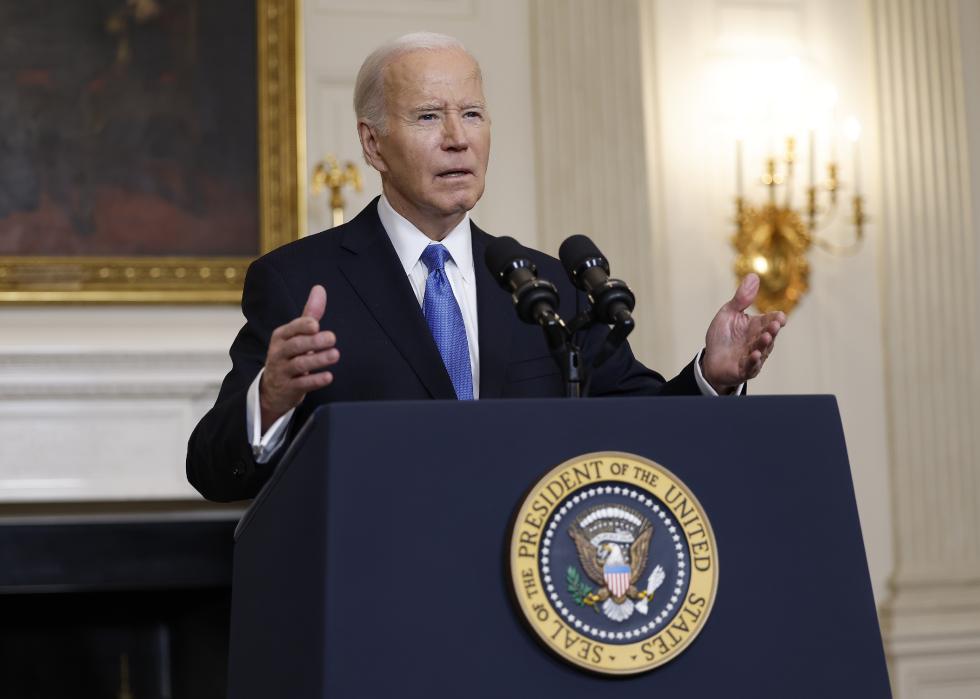 Joe Biden speaks on the Senate's recent passage of the National Security Supplemental Bill.