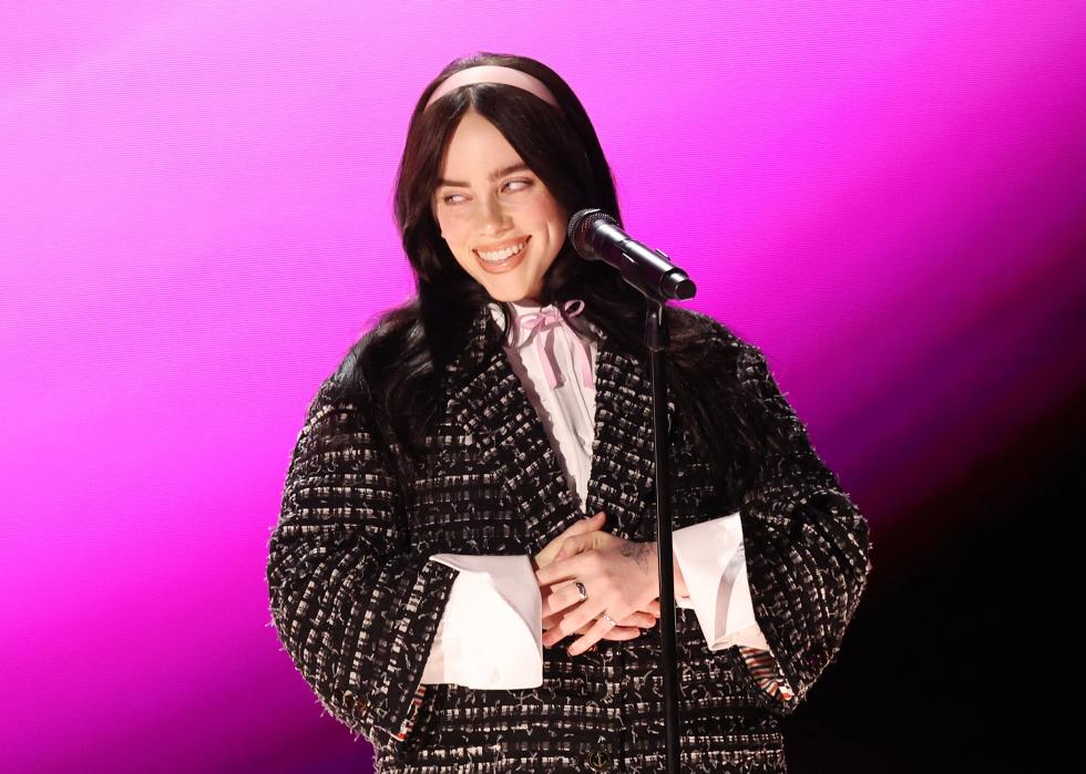 Billie Eilish performs onstage at the 96th Annual Oscars.