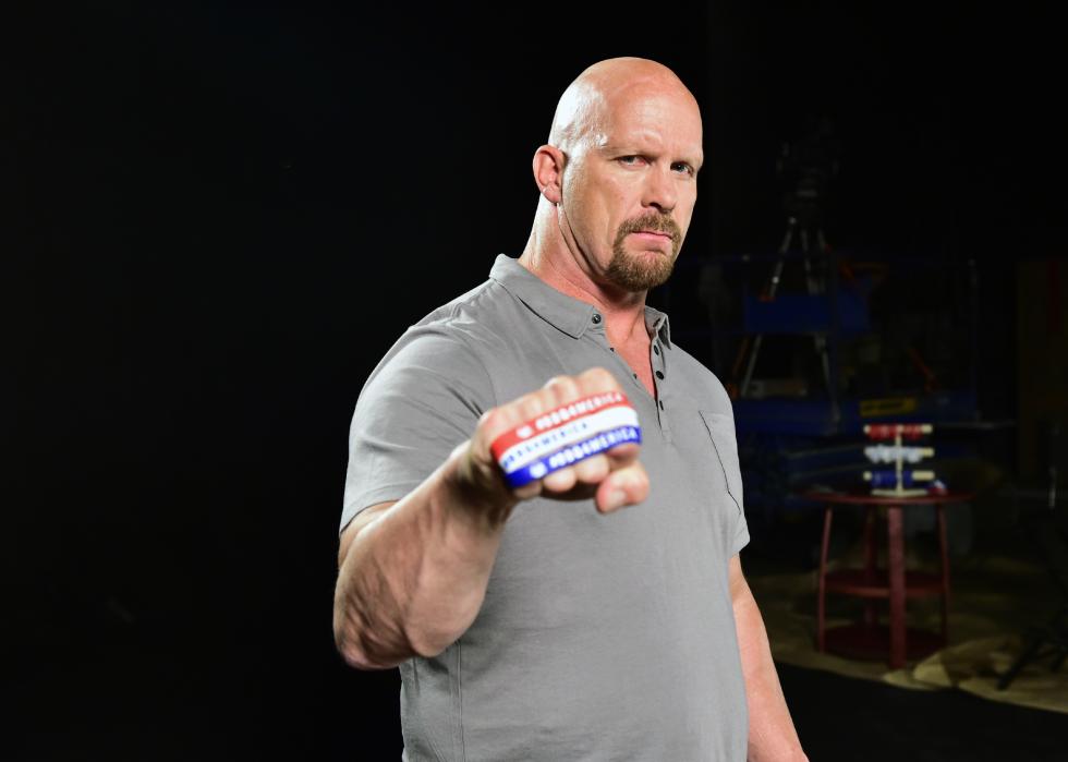 Steve Austin poses for a Wendys campaign