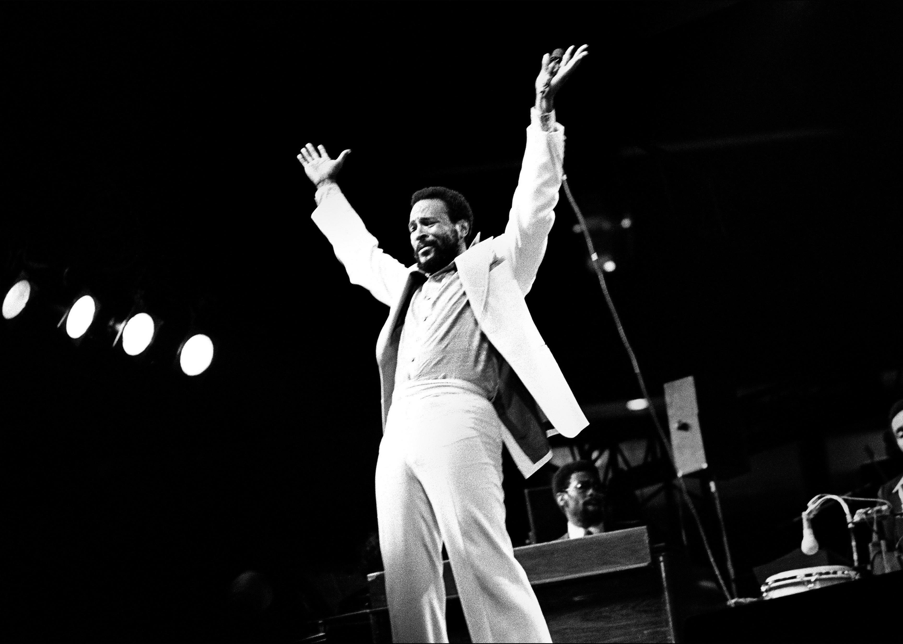 Marvin Gaye performs at the University of Detroit Fieldhouse.