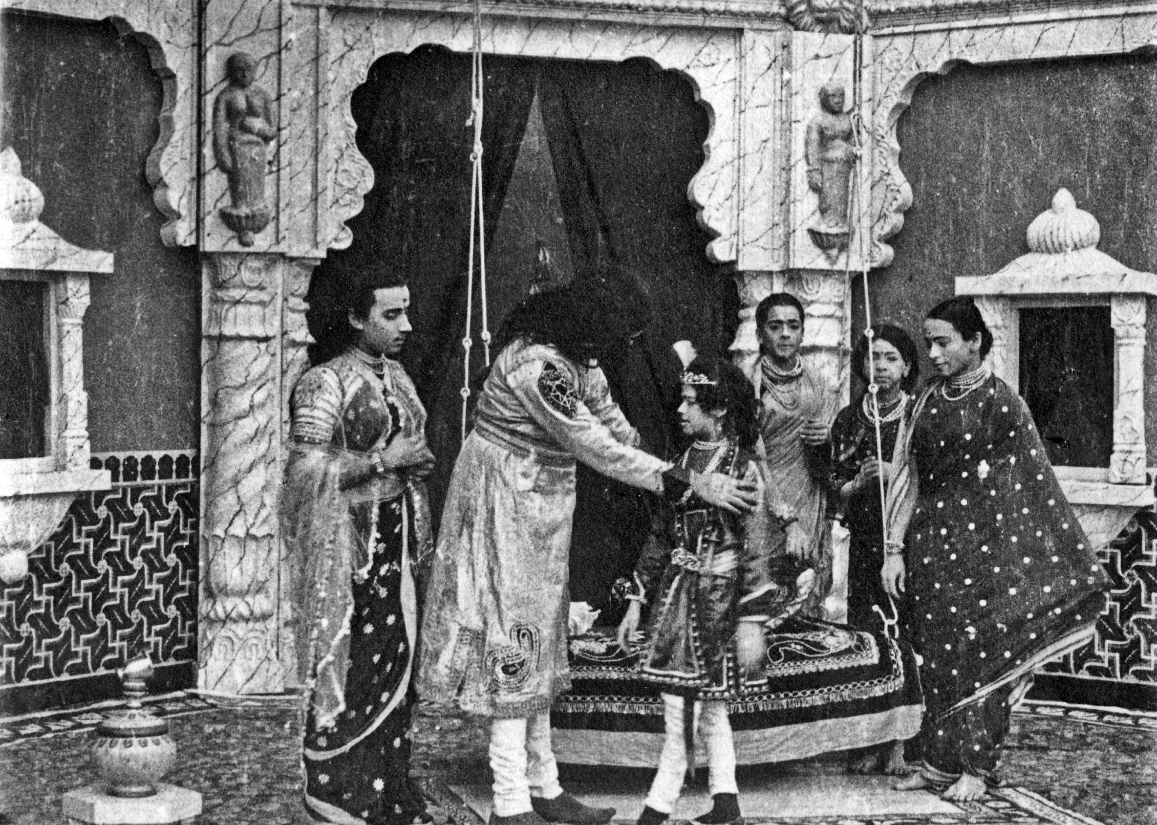 A scene from Raja Harishchandra, a 1913 Indian silent film.