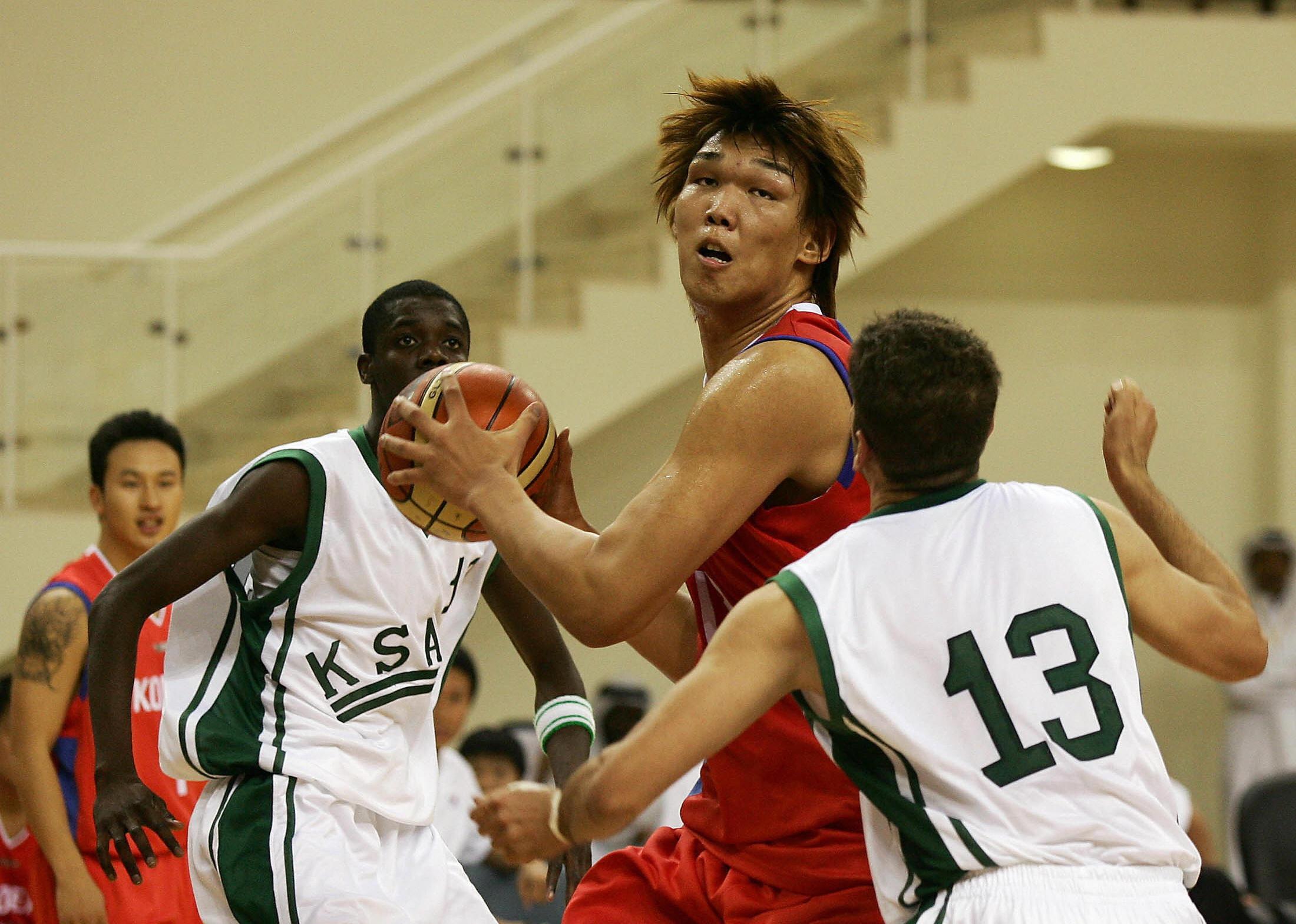 Ha Seung-Jin during a game at the al-Gharrafa hall in Doha.