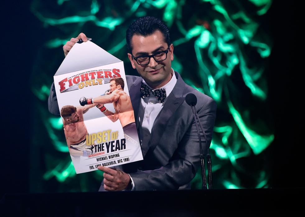 Antonio Esfandiari present an award during the annual Fighters Only World Mixed Martial Arts Award. 
