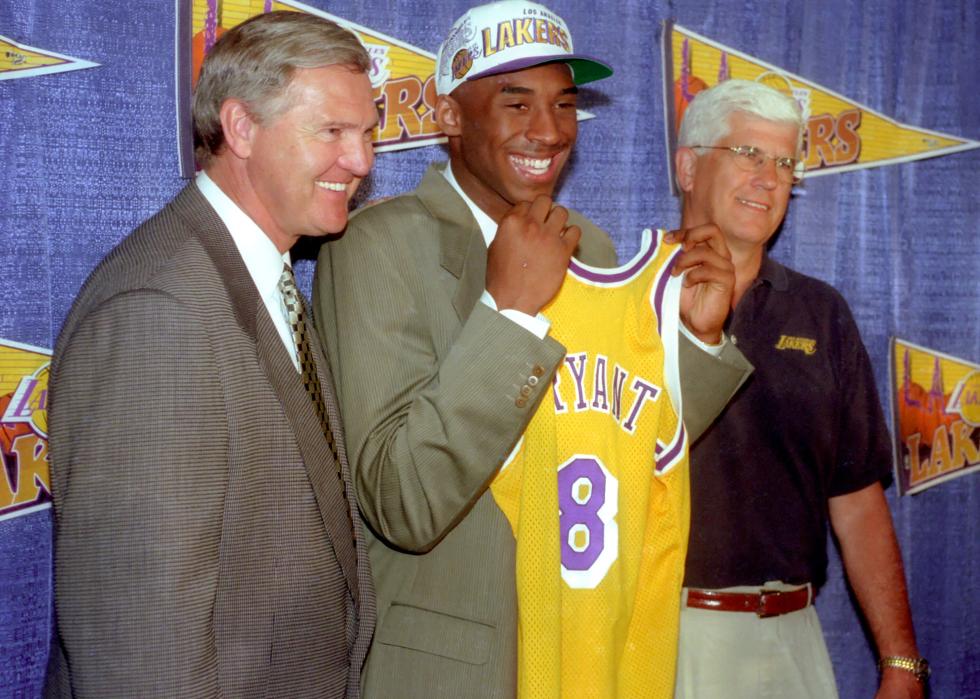 Jerry West, Kobe Bryant and Lakers' Head Coach Del Harris