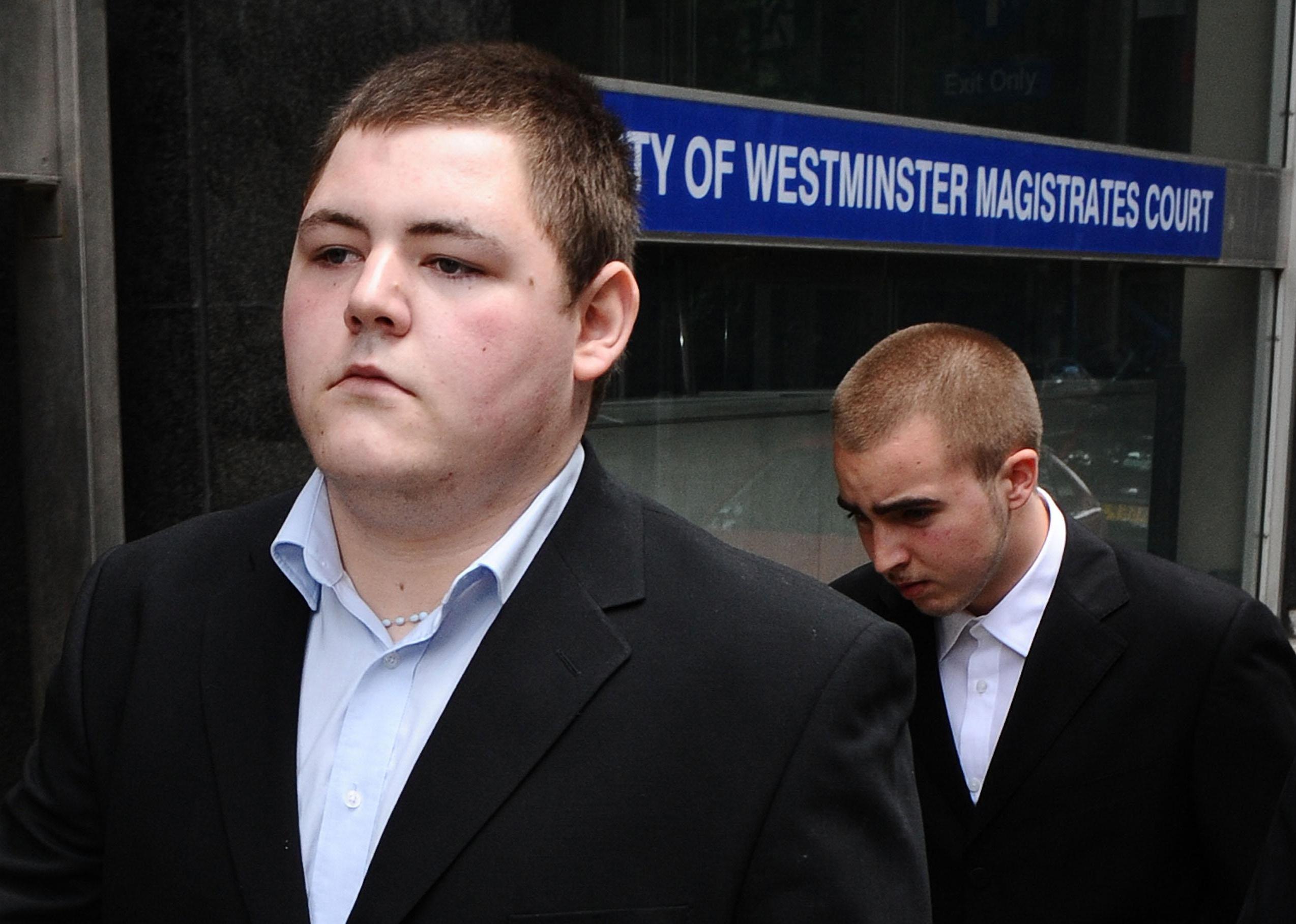 Jamie Waylett leaves Westminster Magistrates Court in London