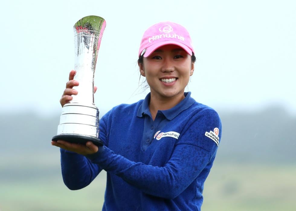 In-Kyung Kim of Korea poses with a trophy