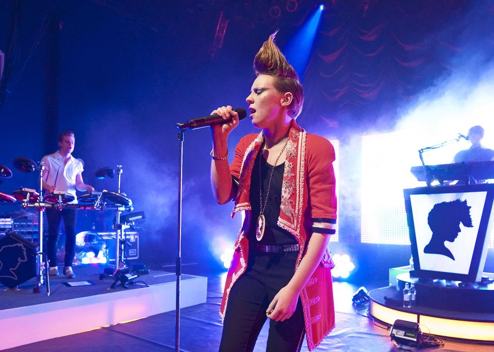 Elly Jackson of La Roux performs on stage at Shepherds Bush Empire.