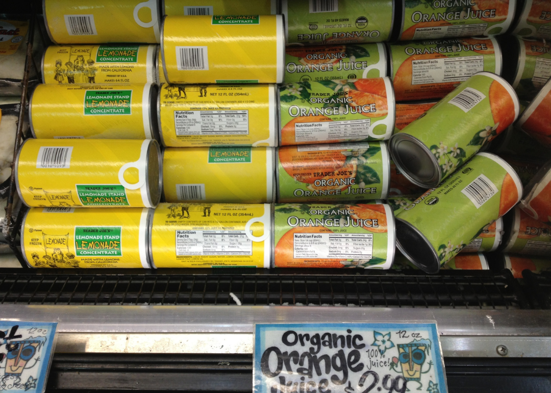 Frozen organic orange juice concentrate