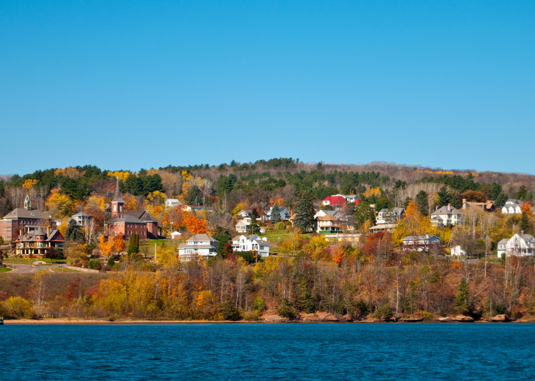 Homes and buildings on the water in Bayfield.