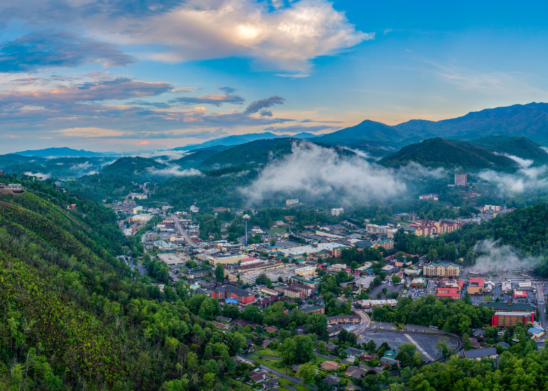 Aerial view of Gatlinburg.