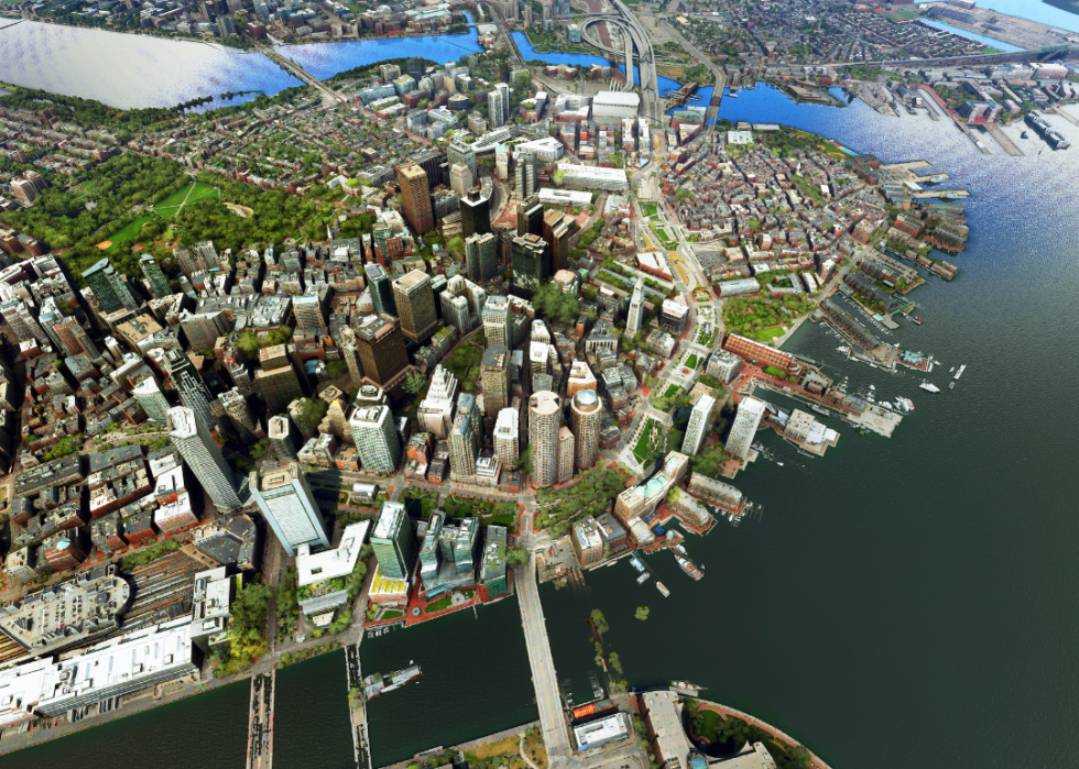 Aerial view of Boston, Massachusetts.
