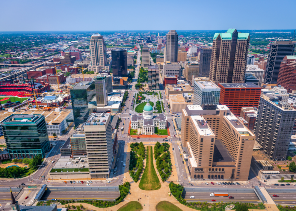 Aerial view of St. Louis, Missouri.
