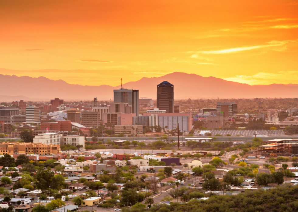 Tucson, Arizona skyline during sunset.