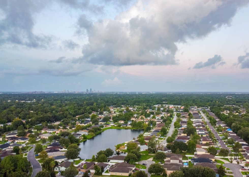 Aerial view of urban Jacksonville, Florida.