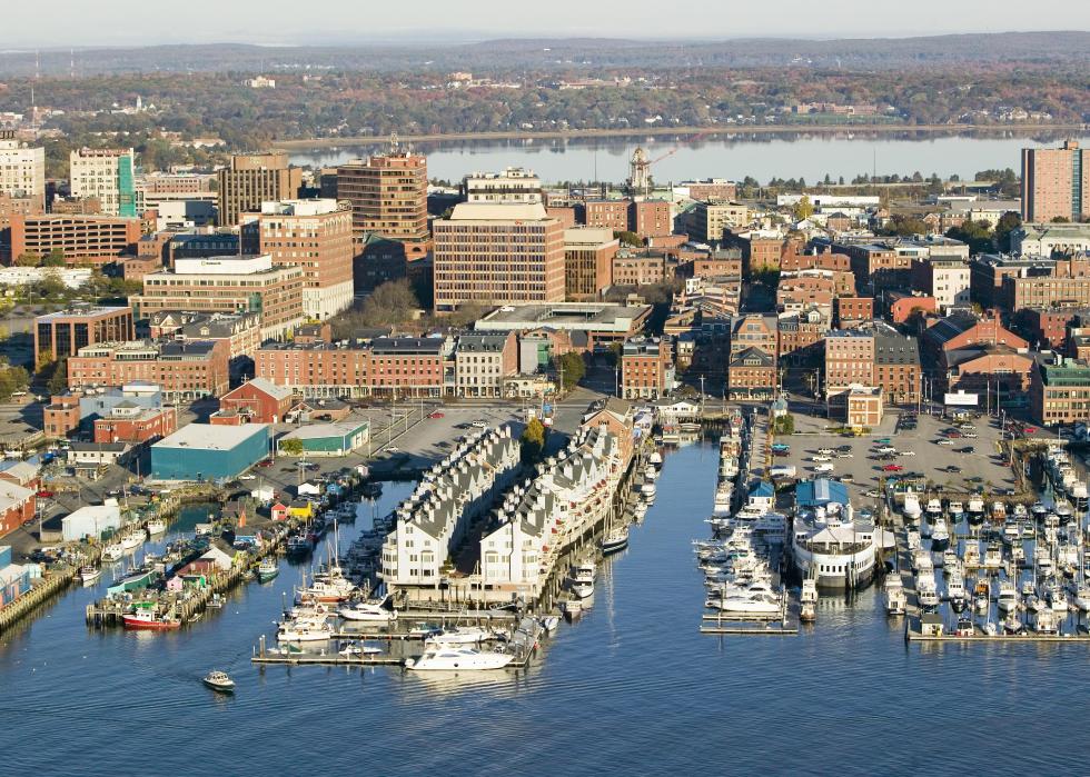 Downtown Portland Harbor with view of Maine Medical Center.