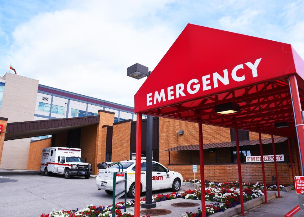 Exterior of an emergency department at a hospital.