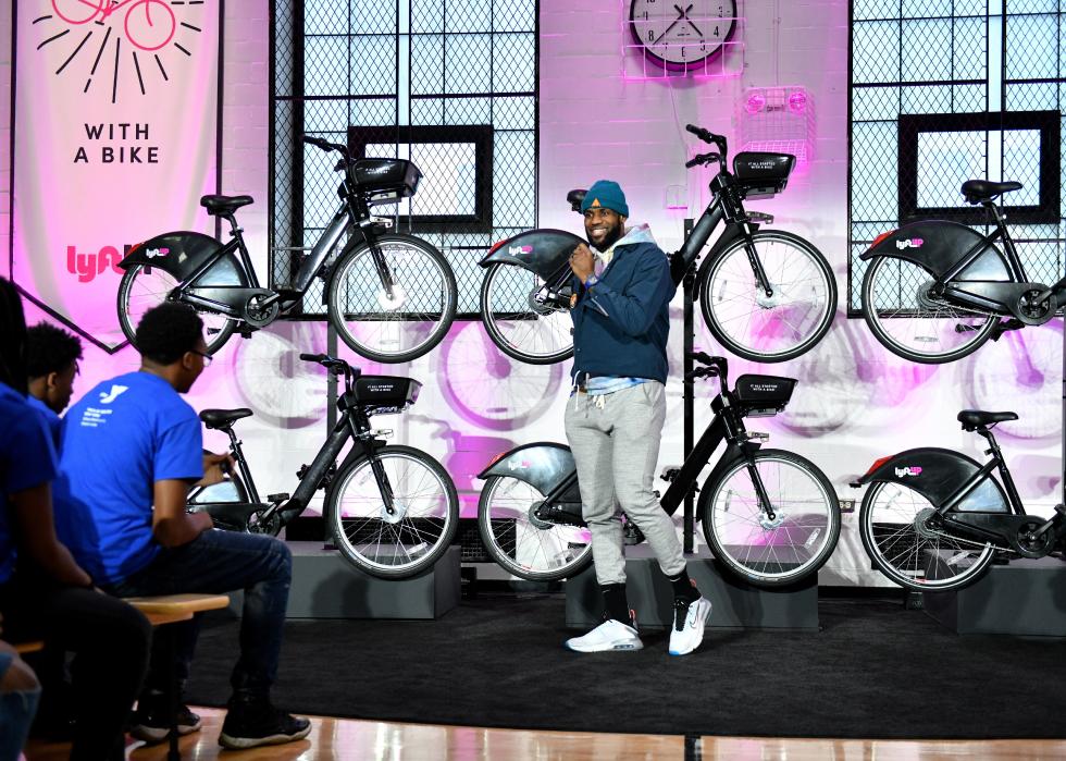 LeBron James speaks onstage to Announce New LyftUp Initiative Expanding Transportation Access for Communities in Need at Harlem YMCA on January 21, 2020 in New York City. 