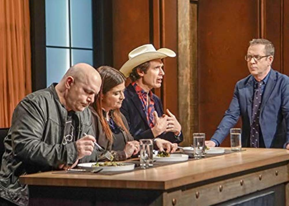 Judges trying food from the "No Meat? No Problem!" episode