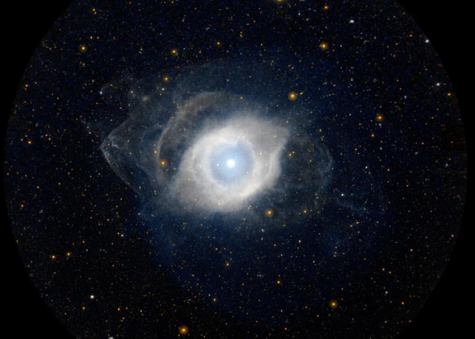 NGC 7293, better known as the Helix nebula. The core of the star is a small, hot, dense remnant known as a white dwarf