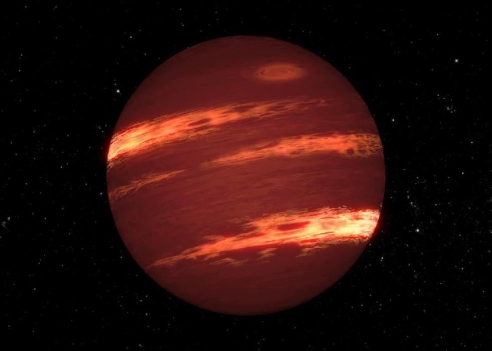 Artist's concept of a brown dwarf with bands of clouds.