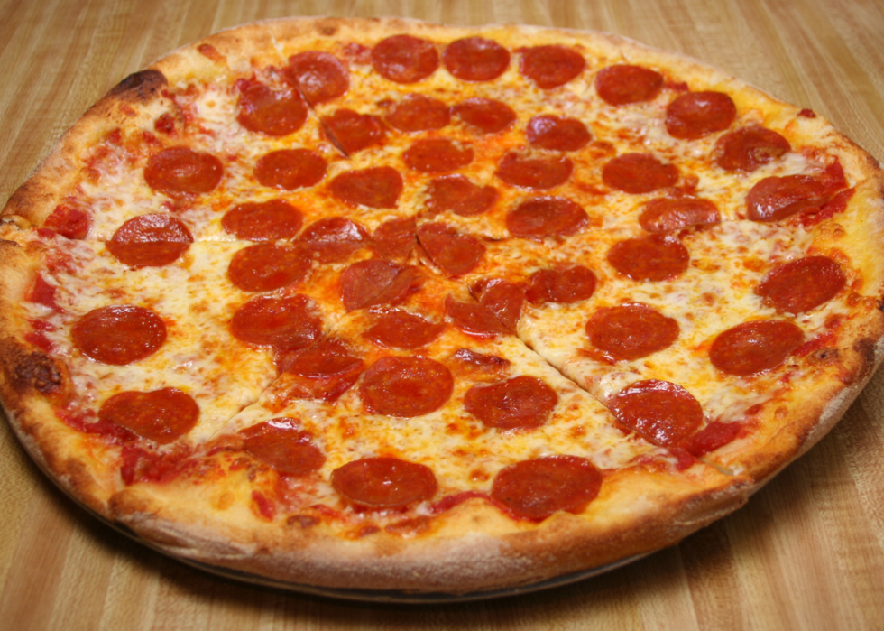 A pepperoni pizza.