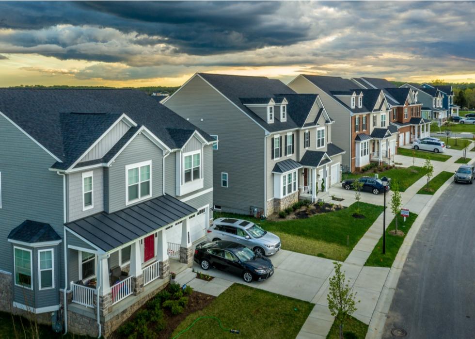 Suburban neighborhood with modern craftsman homes.