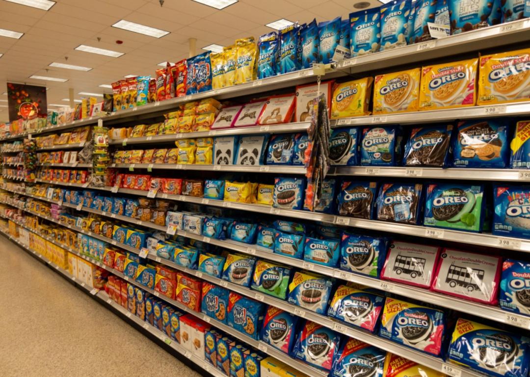 The cookie aisle at the grocery store.