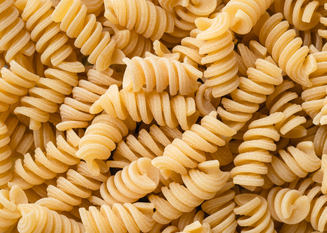 Uncooked pasta noodles.