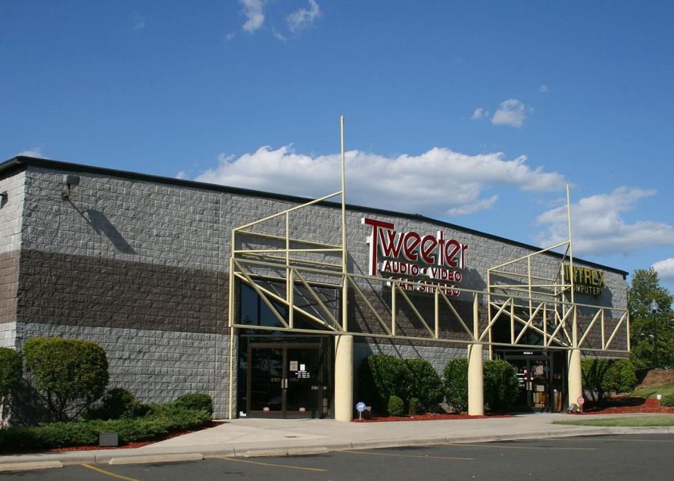 A Tweeter store and parking lot.