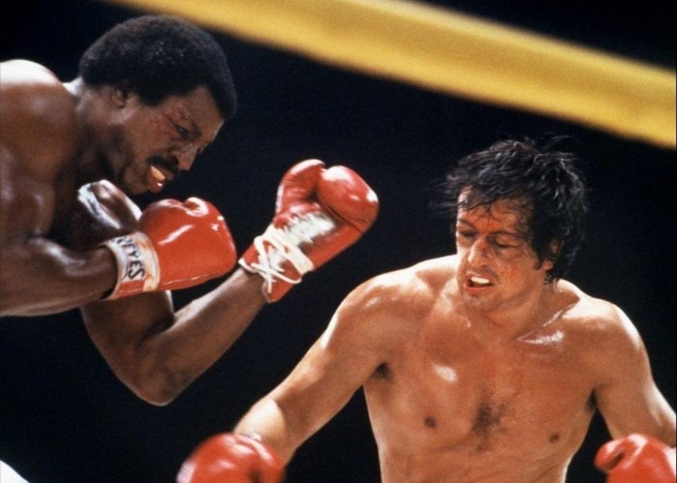 Sylvester Stallone and Carl Weathers boxing.