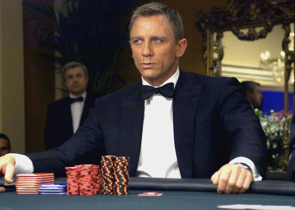 Daniel Craig at the poker table in a scene from "Casino Royale"