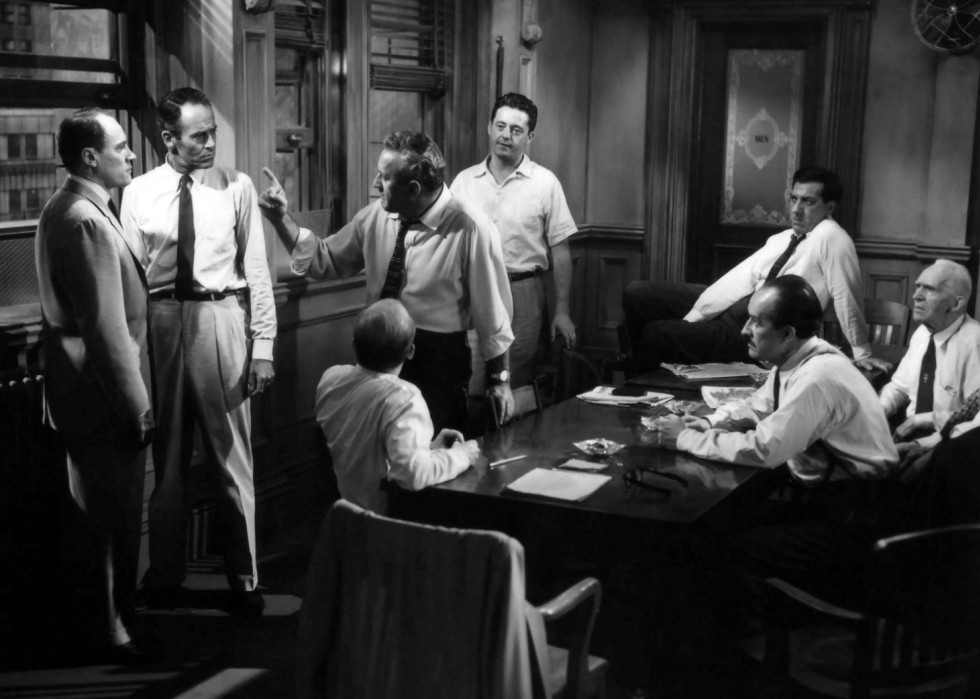 Henry Fonda, Jack Klugman, and others in a scene from "12 Angry Men"